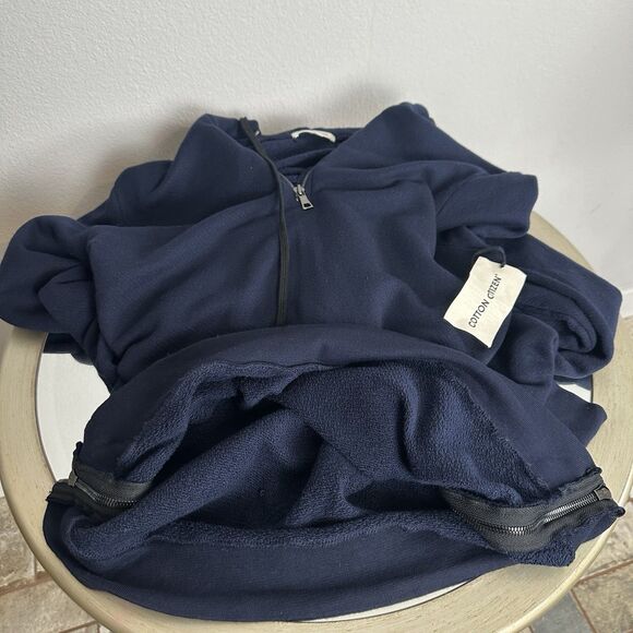 Cotton Citizen Jacket Mens Small Navy Blue Quarter Zip Hooded Side Zippers - Picture 11 of 14